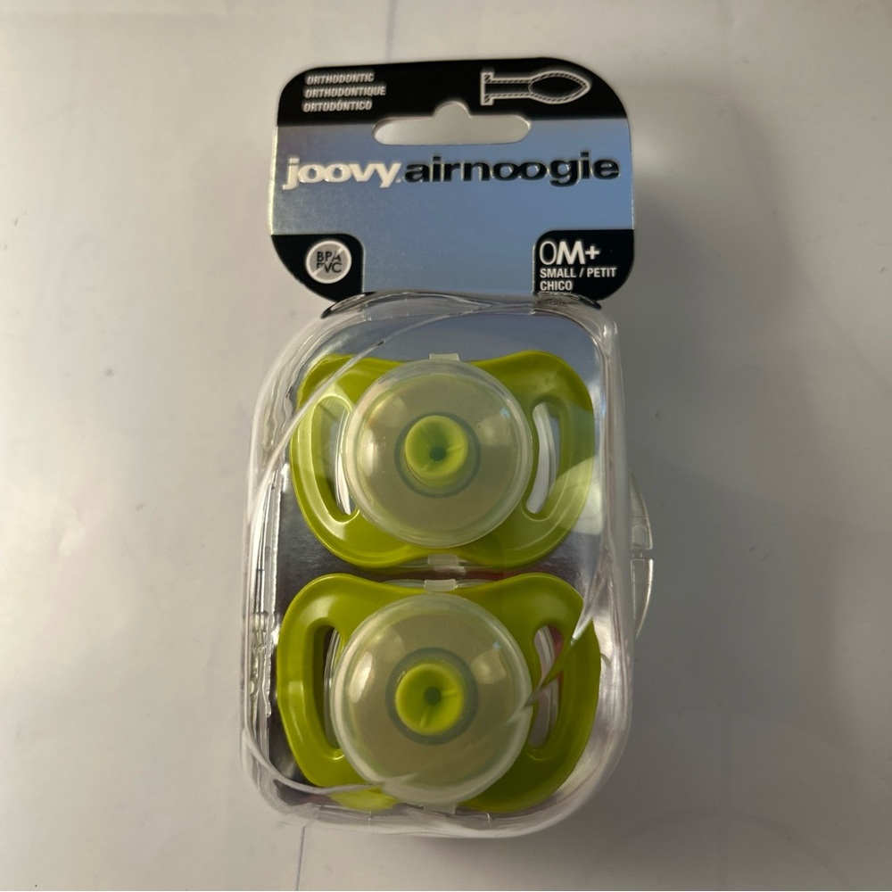 Joovy Airnoogie Pacifier, 0 months+, Lime, 2 pcs